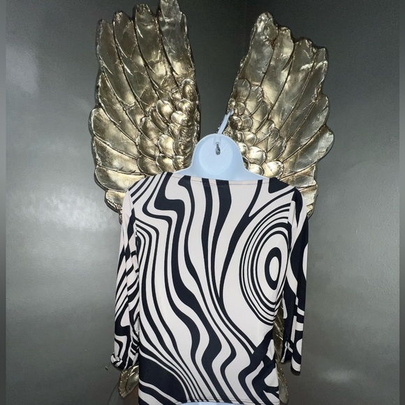 KAREN MILLEN Printed Mono Slash Artful Abstract Jersey Top, size 10 - Picture 6 of 13